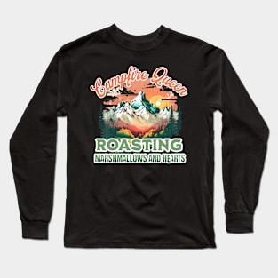 Campfire Queen Roasting Marshmallows and Hearts Long Sleeve T-Shirt